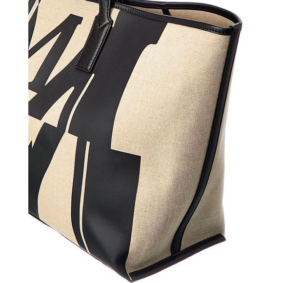 Mcm Monogram Canvas & Leather Tote, Black - Picture 3 of 4